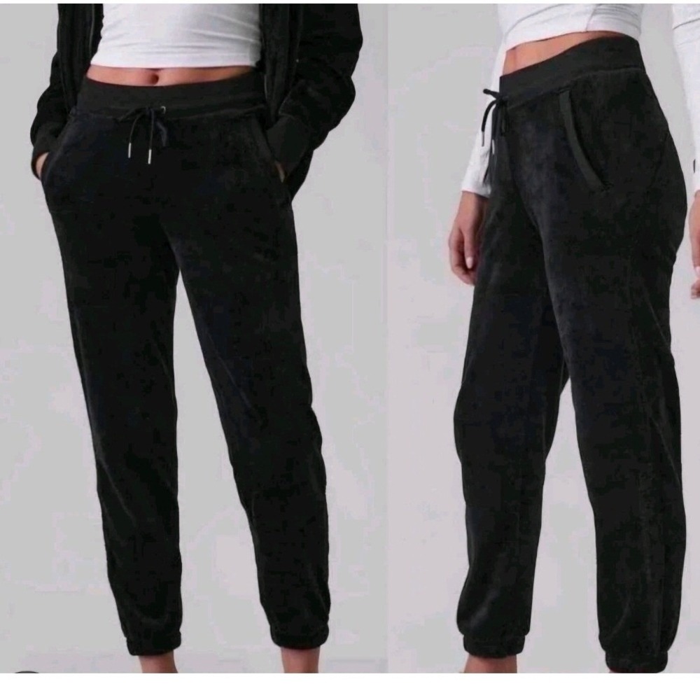 Athleta Double Cozy Karma Recover Fleece Joggers Pants Black Women's Size M